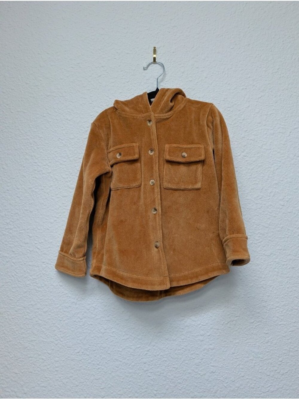 Kate Quinn Organic Cotton Velour Shacket Hoodie 5Y Brown Harvest